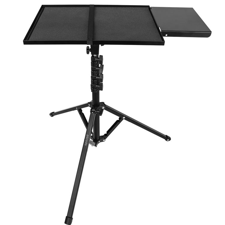Porodo Multi-Function Stand Projector and Laptop, 360° Tray Rotation, 90° Tray Tilt, Side Tray, 10Kg Tray Load Capacity, Aluminium  - Black