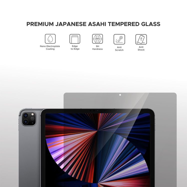 Liberty Guard Full Cover Clear Rounded Edge for iPad Pro (12.9) with Anti Shock & Anti Impact, Nano Electroplate Coating, Anti Fingerprint - Clear