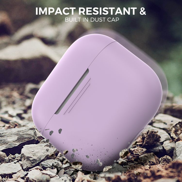 AhaStyle PT176-LR Full Cover Silicone Case for Airpods 3 Drop Shock Protection, Front LED Visible Cover with Carabiner Suitable with Wireless Chargers - Lavender
