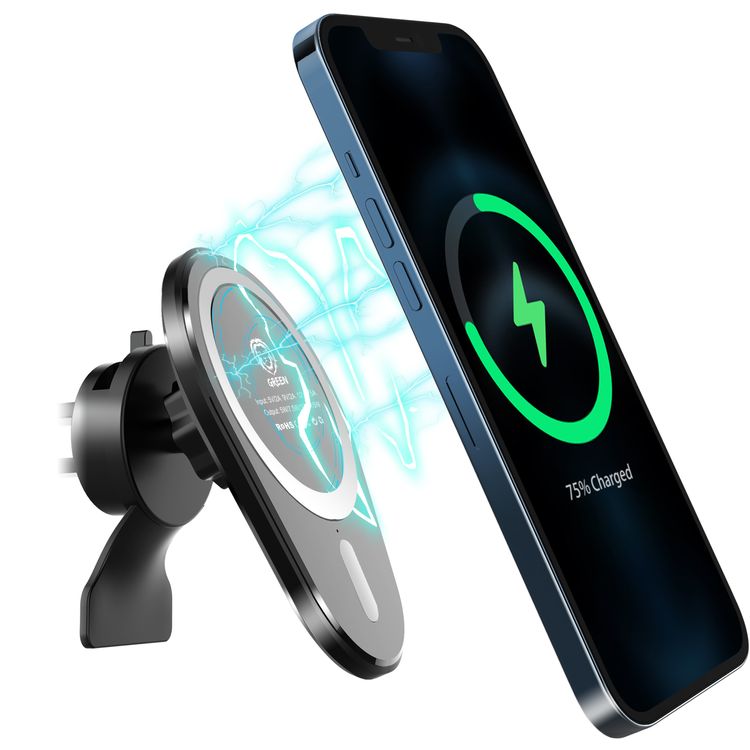 Green Lion Wireless Magnetic Car Charger 15W - Black