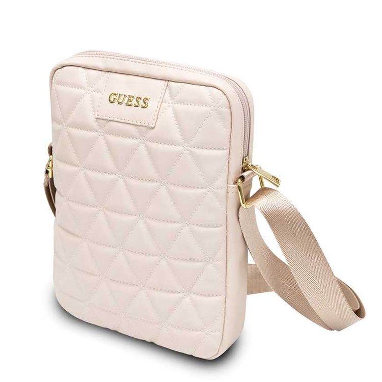 CG Mobile Guess PU Quilted Tablet Bag 10" with Adjustable Shoulder Strap, Easy for Carrying, Slim Lightweight Portable Storage Bag Suitable for Outdoor