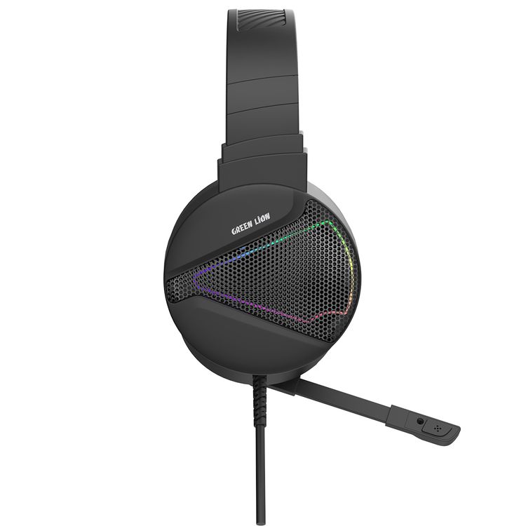 Green Lion GP27X Gaming Headphone with Noise Canceling Microphone, Hight Definition Audio, 3 Color Lights, 3.5mm Audio Jack, 360° Free Bending, Comfortable to Wear - Black
