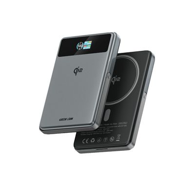 Green Lion Vista 10000mAh with Magsafe Compatible, PD20W Output, Flight Approved, Foldable Stand, Real-Time TFT Display, Built-in Kickstand - Black