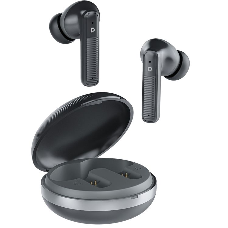 Powerology TWS Earbuds with Quad Mic ENC, 6h Playtime, Bluetooth 5.3, 30minutes Charging Time, 10m Transmission Distance, Type-C Port, Smart Touch Control, Wireless Charging - Black