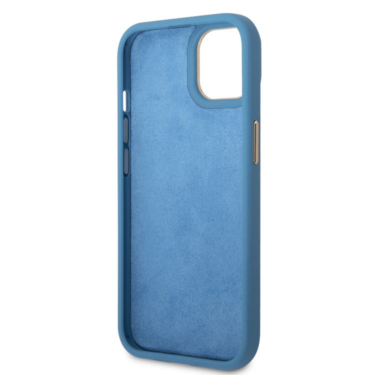 Guess PC/TPU 4G PU Case with Metal Camera Outline & Buttons iPhone 14 Compatibility - Blue
