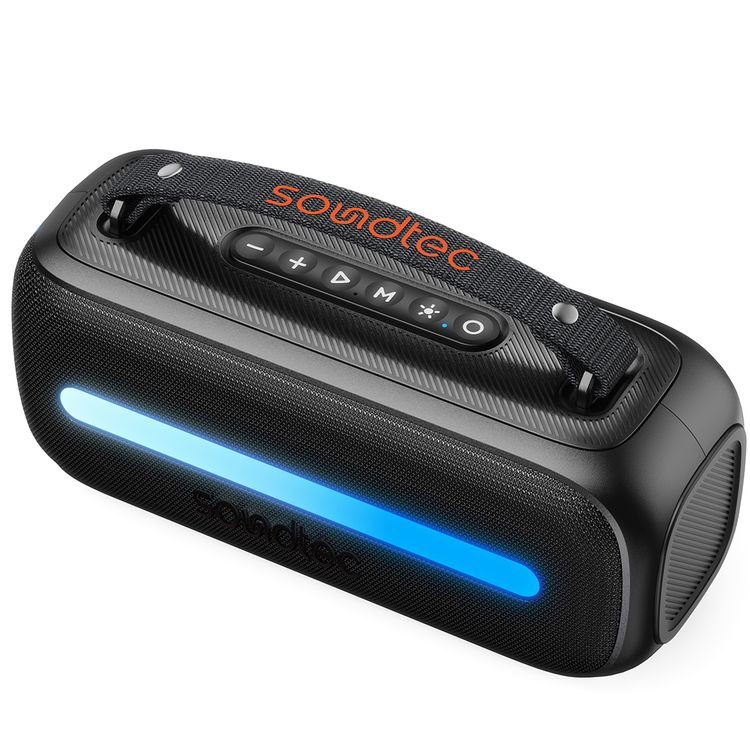 Porodo Soundtec Gala Lite Portable RGB Speaker with Wireless Microphone, Up to 6.5 Hours Play Time, FM Radio Function, Multi-Function Control, 24W Rated Power, 3600mAh Battery, Immersive Stereo Sound, Bluetooth Version 5.3 - Black