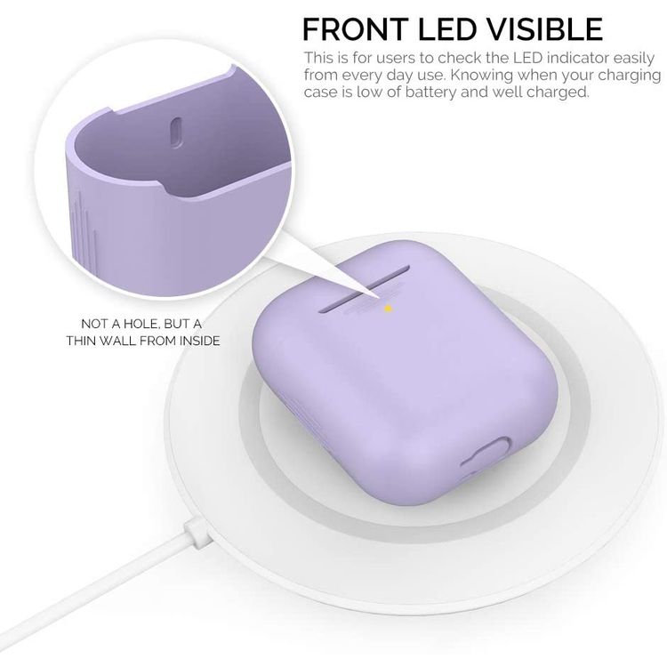 AhaStyle Premium Silicone Case Compatible for AirPods 1/2 Generation, Scratch Resistant, Drop Resistant, Dustproof and Absorbing Protective Cover - Lavender