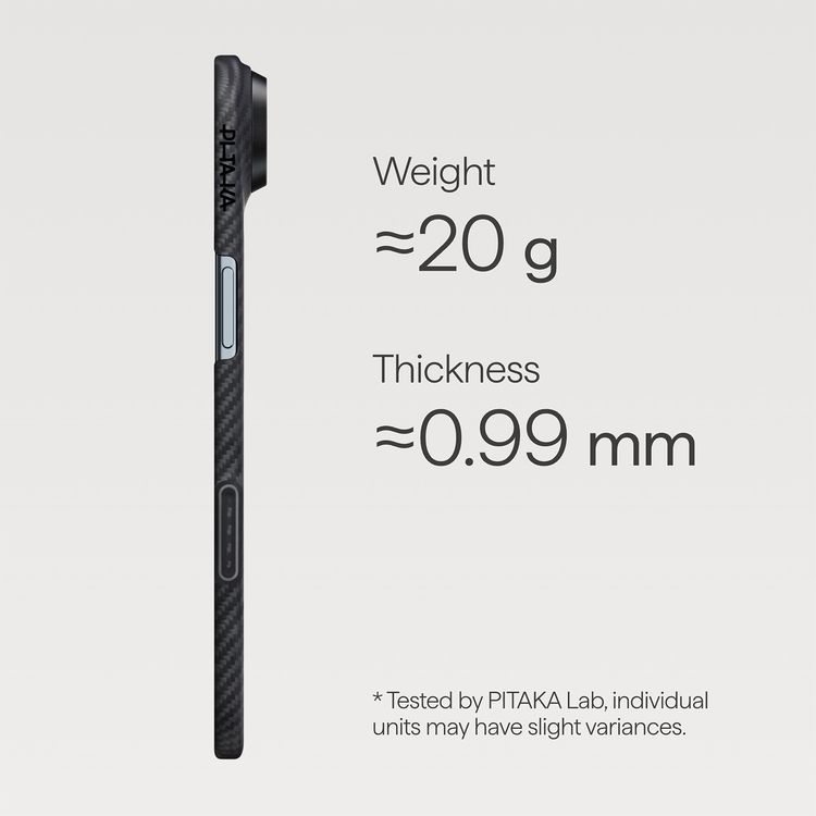 Pitaka Aramid UltraGuard Case for iPhone 17 Air with MagSafe compatible, Carbon Fiber Material, Scratch resistant, wear resistant, Slim & Lightweight - Black / Gray