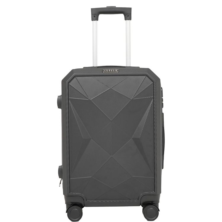 Levelo ABS Set of 3 Travel Luggage with Combination Lock, Hypoallergenic Interior Comfort, Impact-Resistant Corners, Integrated Weighing Scale, Iron Trolley, 20", 24" & 28" Luggage Sizes - Black