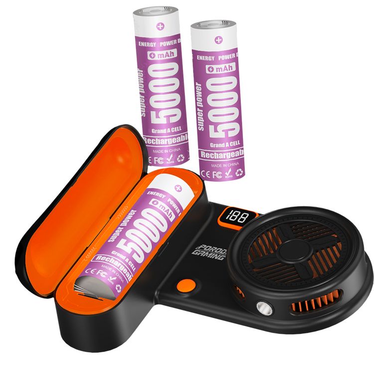 Porodo Gaming Arcticchill Magnetic Phone Cooler with Ultra-Quiet Fan, High Speed Fan, Slip-Resistant Design, 90 Minutes Working Time, 5000mAh Battery Capacity - Black / Orange