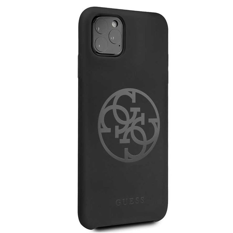 CG MOBILE Guess 4G Tone Logo Silicone Phone Case Compatible for iPhone 11 Pro (5.8") Anti-Scratch Mobile Case Officially Licensed - Black