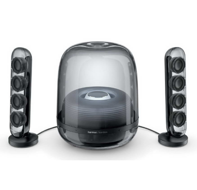 Harman Kardon Soundsticks 4 Wireless Bluetooth 2.1 Speaker System, Iconic Transparent Design, Extraordinary Sound, Rich Bass from Powered Subwoofer - Black