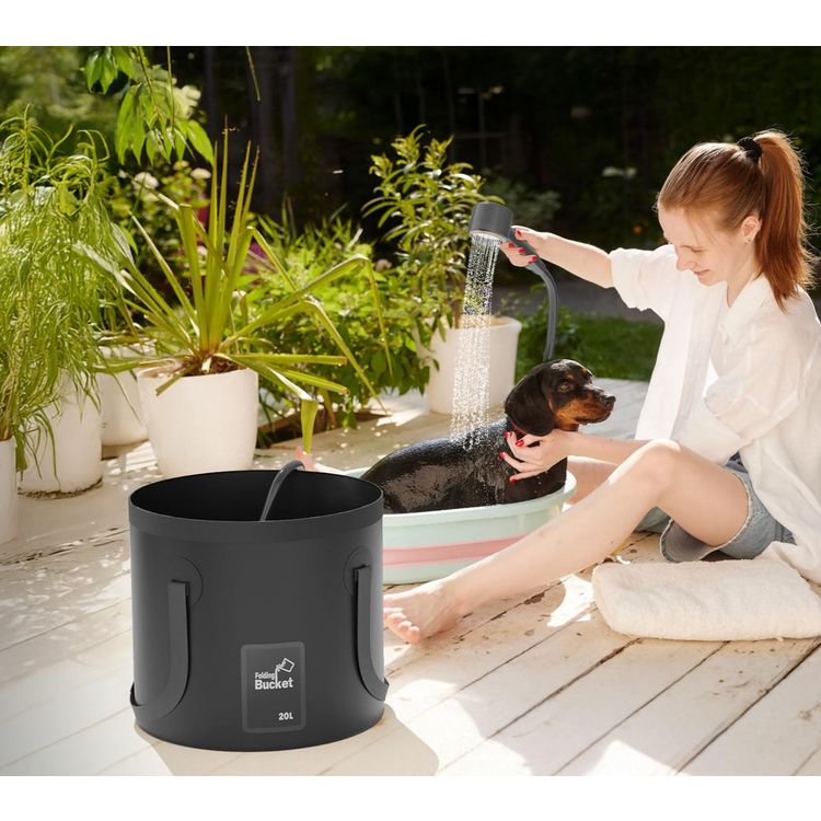 دش التخييم غرين ليون بشاشة رقمية، معدل تدفق الماء من 5-10 لتر/الدقيقة، سعة البطارية 8000 مللي أمبير، سعة حقيبة الماء 20 لتر، مدة العمل من 80-180 دقيقة، 4 وضعيات دش - أسود