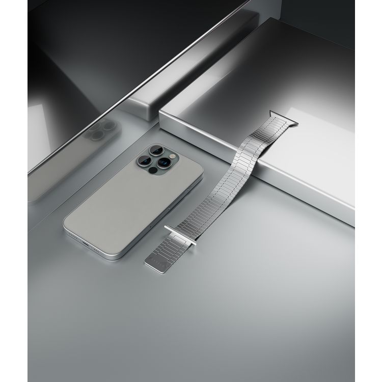 Levelo Milano Watch Strap for Apple Watch 49/45 mm, Lightweight & Highly Durable, Adjustable Links, Hypoallergenic Material, Anti-Oxidation Technology - Silver