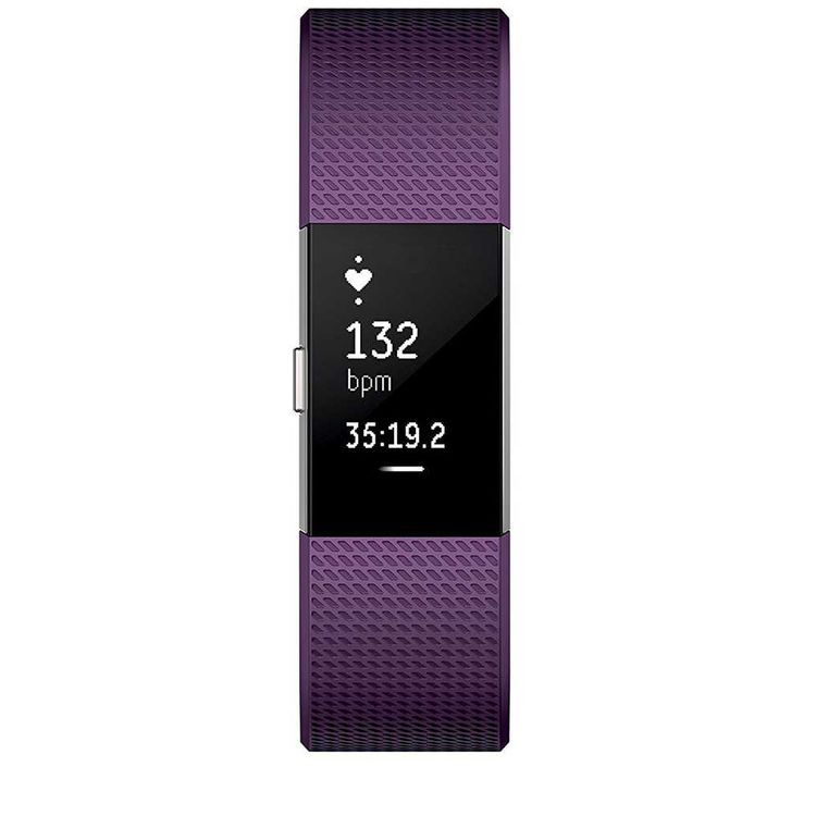 Fitbit Charge 2 Fitness Wristband with Heart Rate Tracker - Plum/Silver ( S )