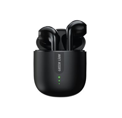 Green Lion Atlanta True Wireless Earbuds with Built-in Microphone, IPX4 Waterproof Level, Voice Assistant, HiFi Sound, Touch Control, 3 Hours Playtime - Black