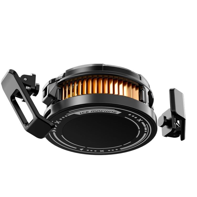 مبرد هاتف لاسلكي للألعاب بشحن لاسلكي، مروحة عالية السرعة، تبديد فعال للحرارة، إضاءة LED RGB، مشابك قابلة للإزالة والدوران - أسود