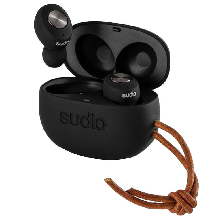Sudio Tolv True Wireless Earbuds, Compatible with Android and iOS, Features a Microphone on Both Earbuds, Automatic Pairing Between Earbuds and Device, Up to 35 Hours Total Play Time, 10 m Bluetooth Range - Black
