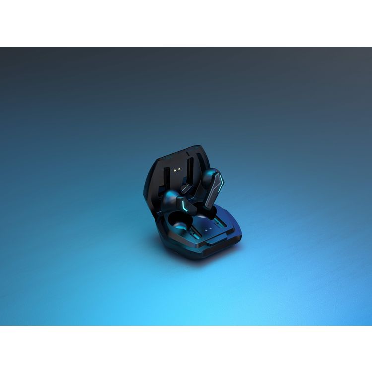 Porodo Gaming True Wireless Earbuds with Touch Controls, Dual Microphone Crisp Sound, IPX5 Water Resistant, 300 mAh Charging Case Battery, 30 mAh Earbuds Battery - Black
