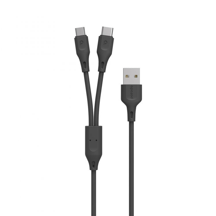 Porodo PVC 2 in 1 Cable 1.2M - Black