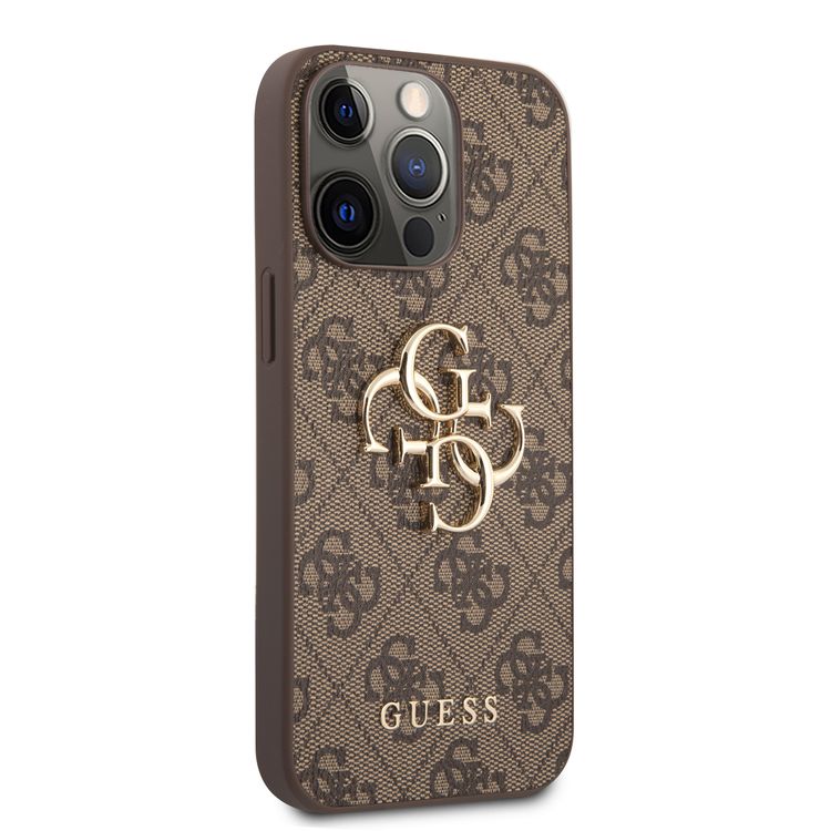 CG MOBILE Guess PU Leather 4G Big Metal Logo Compatible for iPhone 13 Pro (6.1") Anti-Scratch, Easy Access to All Ports, Shock Absorption & Drop Protection