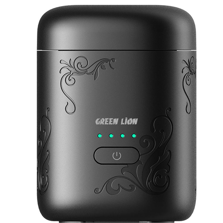 Green Lion Aseel Bakhour Burner with Aesthetic Appearance, 1400mAh Battery, 120 Seconds Single Burning Time, Auto-Off Function, Wide Area Coverage, LED Indicator, Safe & Non-Toxic - Black