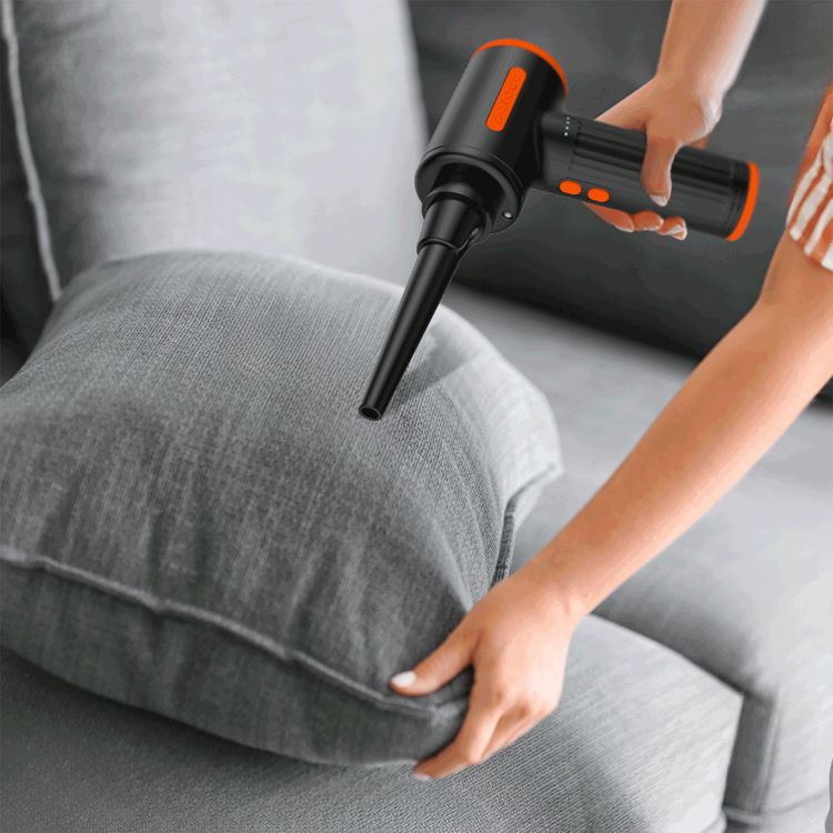 Porodo Handheld Air Duster with 6 Replaceable Nozzles, Up to 30 Minutes Working Time, Air Vacuum Function, 7500mAh Battery Capacity, 3 Speed Levels - Black