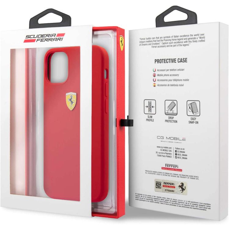 CG MOBILE Ferrari TPU On-Track Silicone Hard Case Metal Logo Compatible for iPhone 12 / 12 Pro (6.1") Shock & Scratches Resistant, Easy Access to All Ports (Cameras, Buttons & Speakers) Protective Back Cover Suitable with Wireless Chargers Officially Licensed - Red
