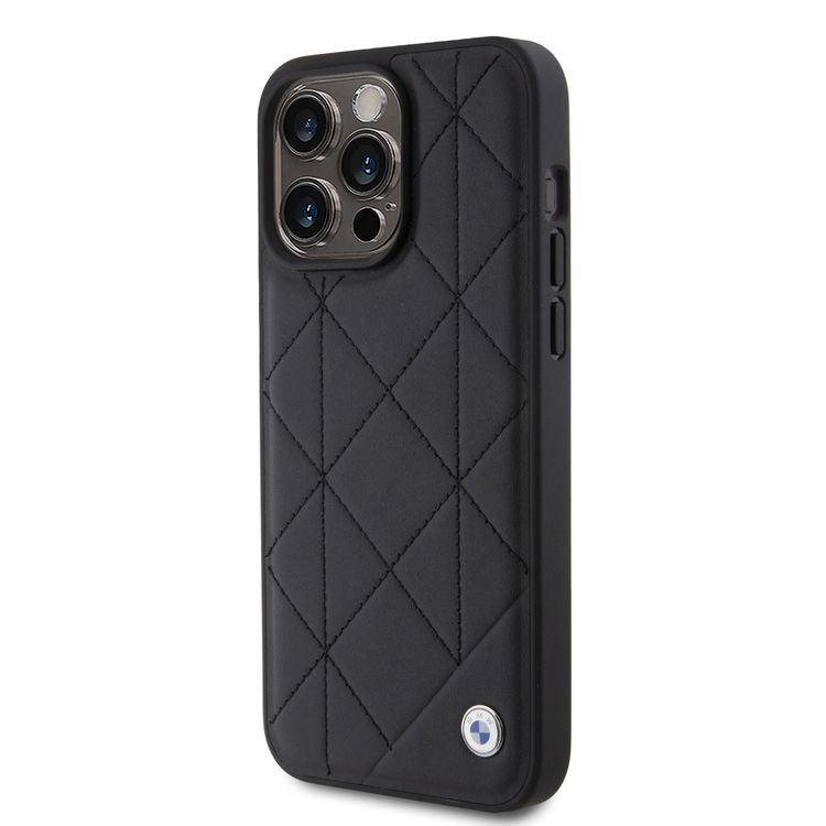 BMW Leather Case with Sign Quilted Pattern for iPhone 15 Pro