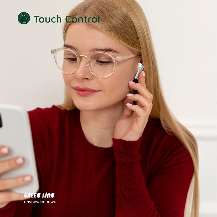 Green Lion Vancouver True Wireless Earbuds with Dual Microphones, 200mAh Charging Case & 25mAh Earbuds Battery, Up to 4 Hours Play Time, Bluetooth Version 6.0, 12m Transmission Range - White