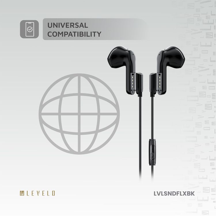 Levelo 2-in-1 TWS & Wired Earphones with Environment Noise Reduction, Up to 4 Hours Play Time with Bluetooth Mode, 12mm Speaker Unit, Smart Sleep Mode, Ergonomic Design, Touch Control, Clear Audio - Black