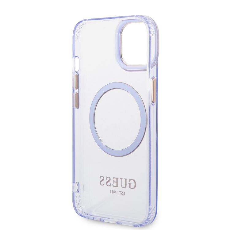 Guess Magsafe Case With Translucent Gold Outline - iPhone 14 - Purple