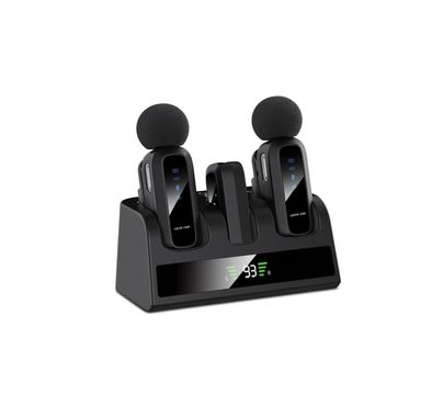 Green Lion GM-89X 2-in-1 Microphone Set with Noise Cancellation, 5 Hours Working Time, Digital Display, 360° Omnidirectional - Black 