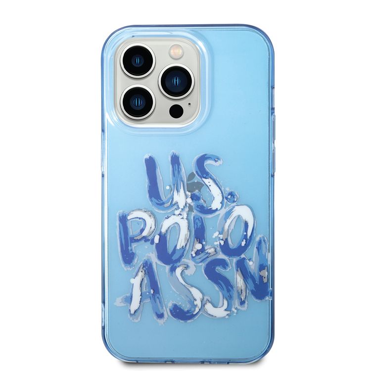 USPA PC/TPU Tranparent Case With Graffiti Logo For iPhone 14 Pro Max - Blue