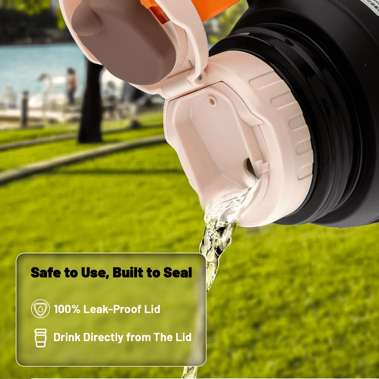 Porodo Lifestyle Outlander Insulation Flask with Triple-Wall Copper Insulated, Leak-Proof Lid, 2L Capacity, Keep Hot & Cold Up to 24 Hours, Food-Grade Stainless Steel - Black