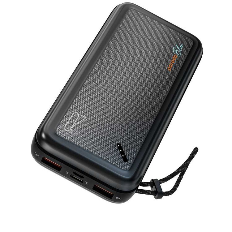 Porodo Blue Power Bank 20000mAh(Dual USB-A Output + Type-C & Micro USB Input) - Black