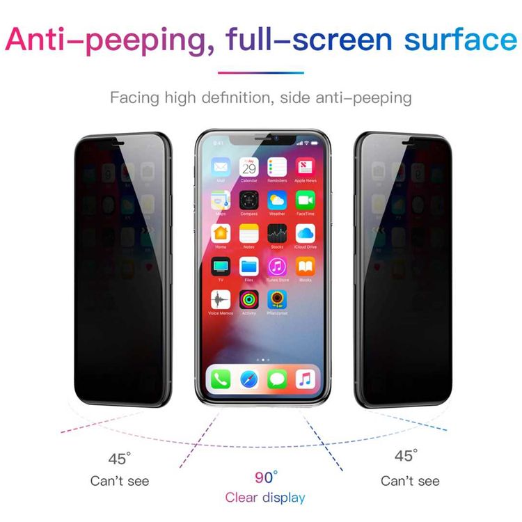 Devia Van Series Full Screen Anti-Glare Tempered Glass Compatible for iPhone 11 Pro Max (6.5") Anti-Peeping Screen Guard - 9H Ultra Thin Screen Protector w/ Alignment Frame -Black