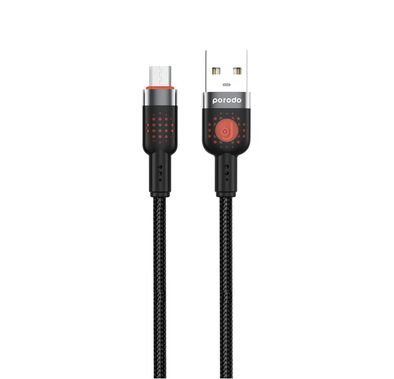 كابل بورودو مضفر USB-A إلى Micro USB بسرعة نقل 480 ميجابت في الثانية، بطول 1.2 متر، وتحمل عمر أكثر من 15,000 انحناءة، تصميم غير متشابك - أسود