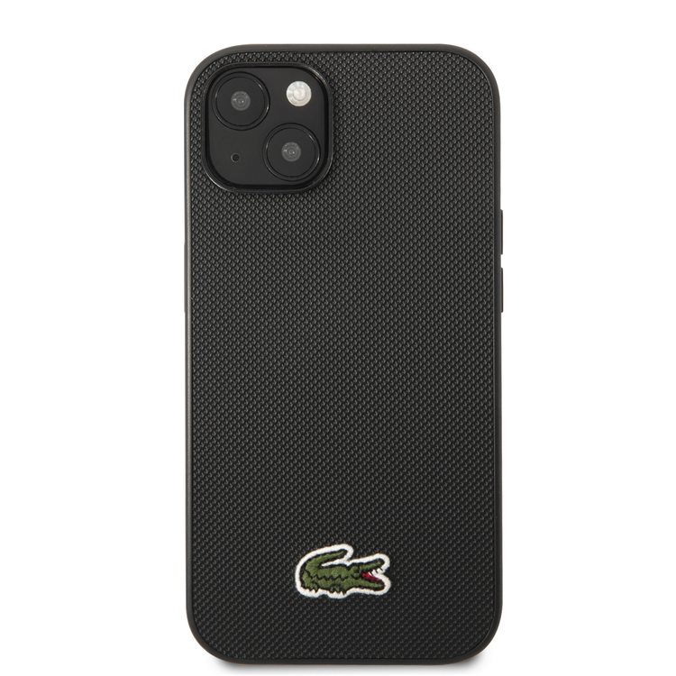 Lacoste Hard Case Iconic Petit Pique PU Woven Logo Estragon Compatible with iPhone 14 - Black