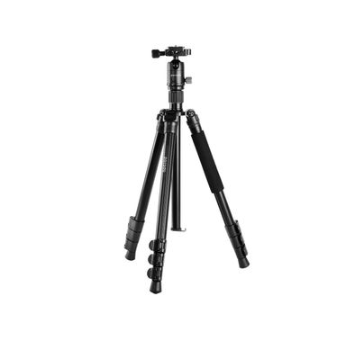Porodo Professional Aluminum Alloy Tripod with Phone Mount, 12kg Maximum Load Capacity, 155cm Height, Telescopic Design, 360° Panoramic Base - Black