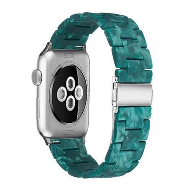 Devia Elegant Resin Watch Band 38/40mm, Fashionable Style, Easy installation, Comfortable High-Tech Surface Finish, Water Resistant, High Quality Stainless Steel, Durable - Green