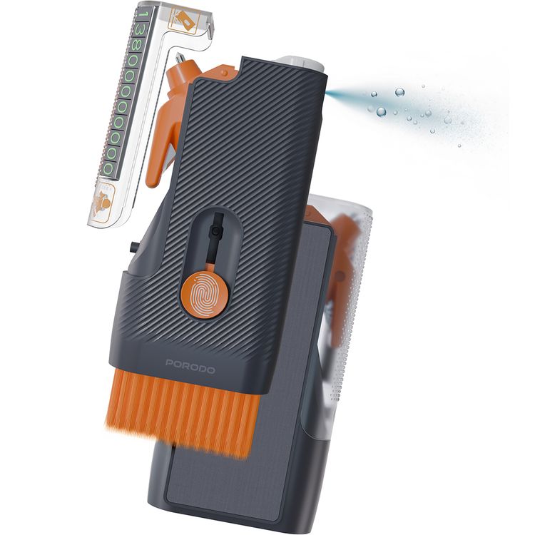 Porodo Lifestyle Vehicle Emergency Safety Kit with Tool Cleaners, ABS Material, Lightweight & Portable, Safety Hammer Included, Easy to Use, Glass & Dashboard Cleaner Supplied - Black