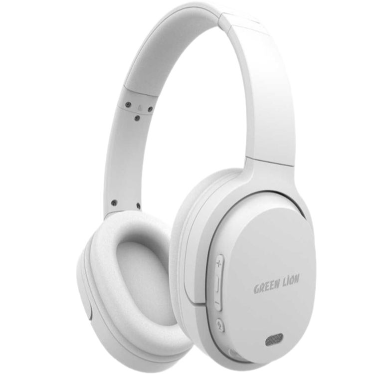 Green Lion SanSiro Wireless Headphones, 300mAh Battery Capacity, 30 Hours Play Time, 2.5 Hours Charging Time, 10m Transmission Distance, Built-in Microphone, Lightweight, AUX Port - White