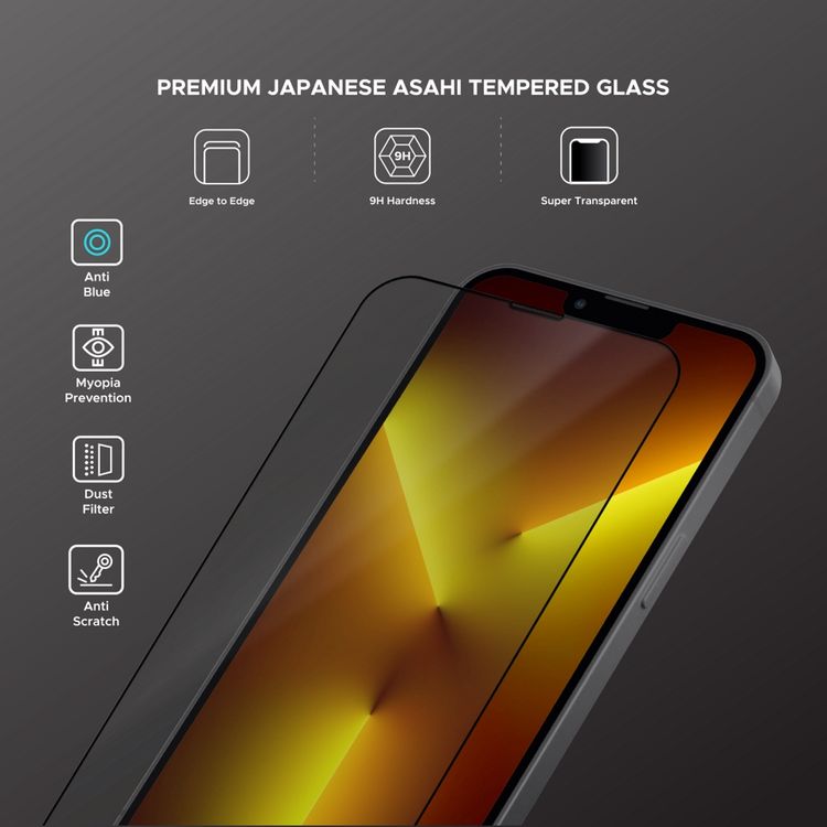 واقي شاشة Liberty Guard Azure Full Cover Black بحافة مدورة لهاتف iPhone 11 Pro Max، مضاد للصدمات والتأثير - أسود