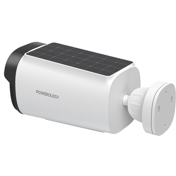 Powerology Built-in Solar Outdoor Camera, 5200mAh Battery Capacity, 3 to 9m PIR Range, 2304×1269P Resolution, 1.5W Solar Panel - White