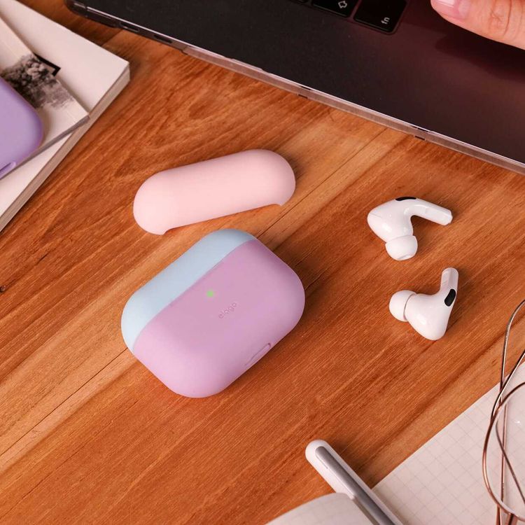 Elago Duo Case for Apple Airpods Pro - Top-Pink/Blue, Bottom-Lavender