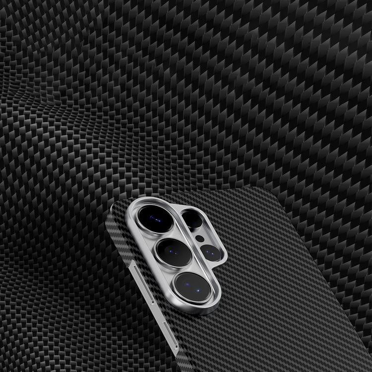 Levelo Sergei 1500D Aramid Fiber Case for Samsung S26 Ultra, Shock-Resistant Bumper, Strong Magnets, 1500D Woven Aramid Fiber, 4ft. Drop Tested, Aluminum Alloy Frame for Camera & Buttons - Black