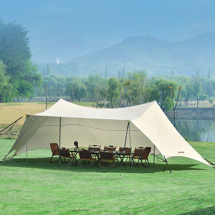Porodo Lifestyle Camping Canopy Tent with UPF50+ UV Protection, PU500mm Waterproof Grade, 2.4m Height, Wind Resistant - Off White
