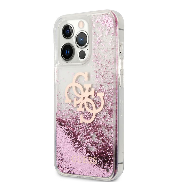 CG MOBILE Guess Liquid Glitter Case with 4G Electroplated Logo Compatible for iPhone 13 Pro Max (6.7") Anti-Scratch, Easy Access to All Ports, Shock Absorption