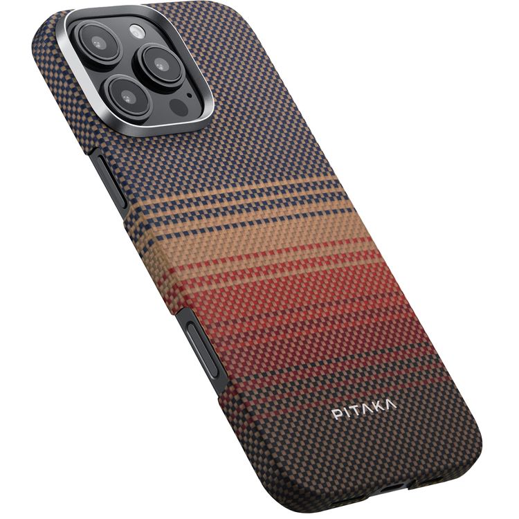 Pitaka Tactile Woven Ultra Slim Case for iPhone 16 Pro Max, Woven Touch, Compatible with MagSafe, Raised Camera Lip - Sunset